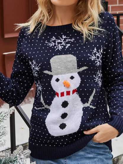 Snowman Graphic Raglan Sleeve Sweater by Trendsi