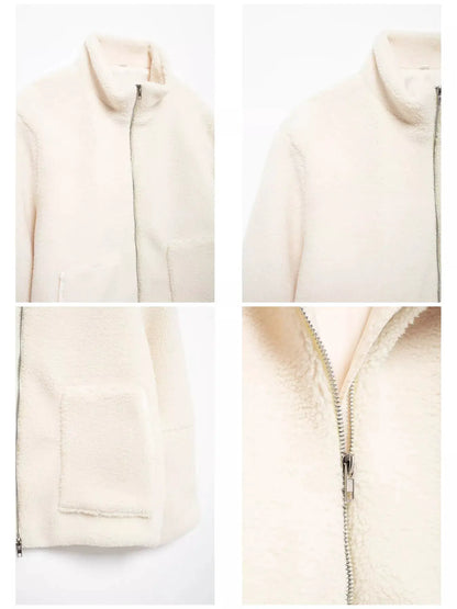 Sherpa Zip-Up Outerwear by Trendsi