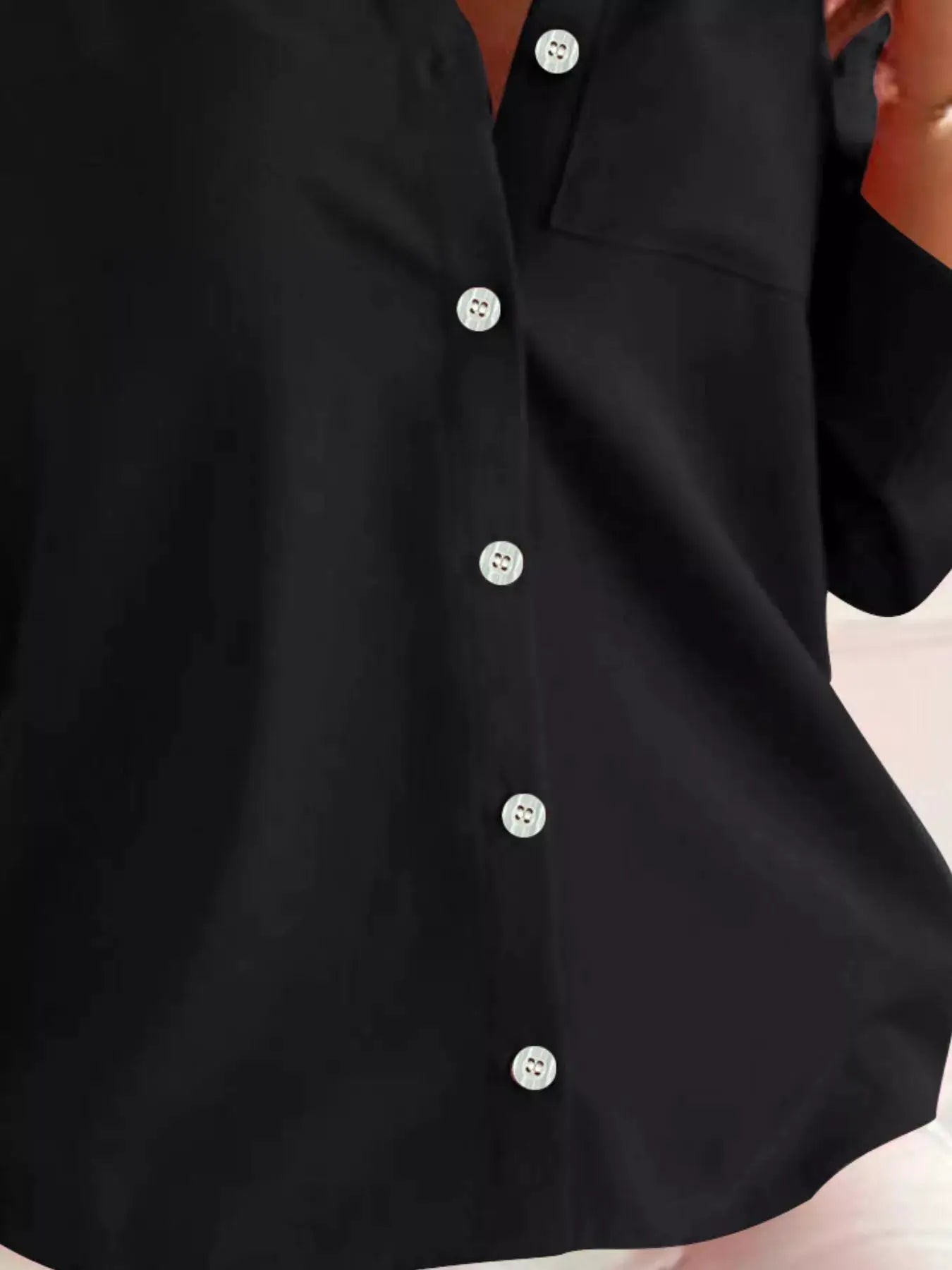 Button-Down Roll-Up Sleeve Shirt by Trendsi