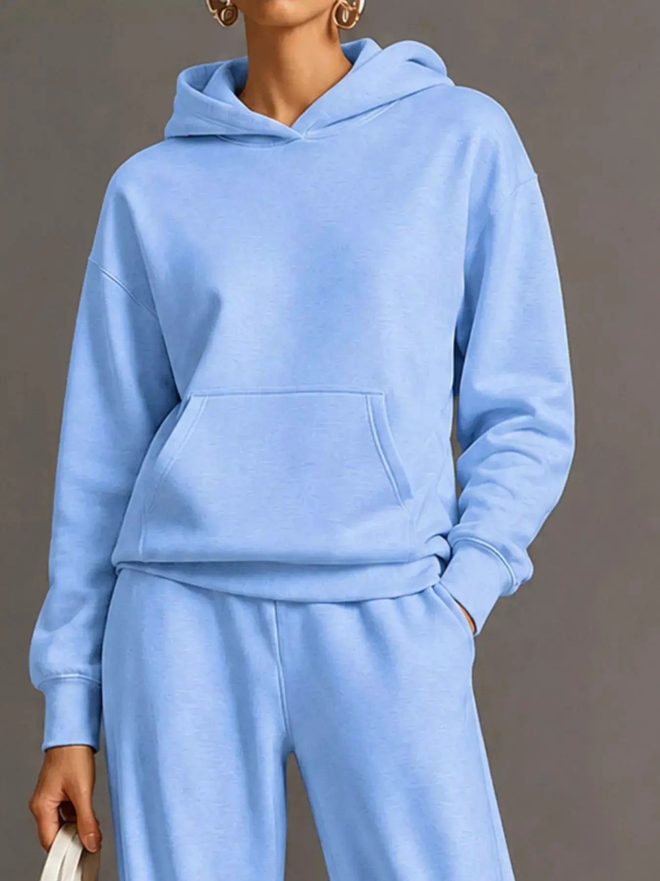 Kangaroo Pocket Hoodie and Pants Set by Trendsi