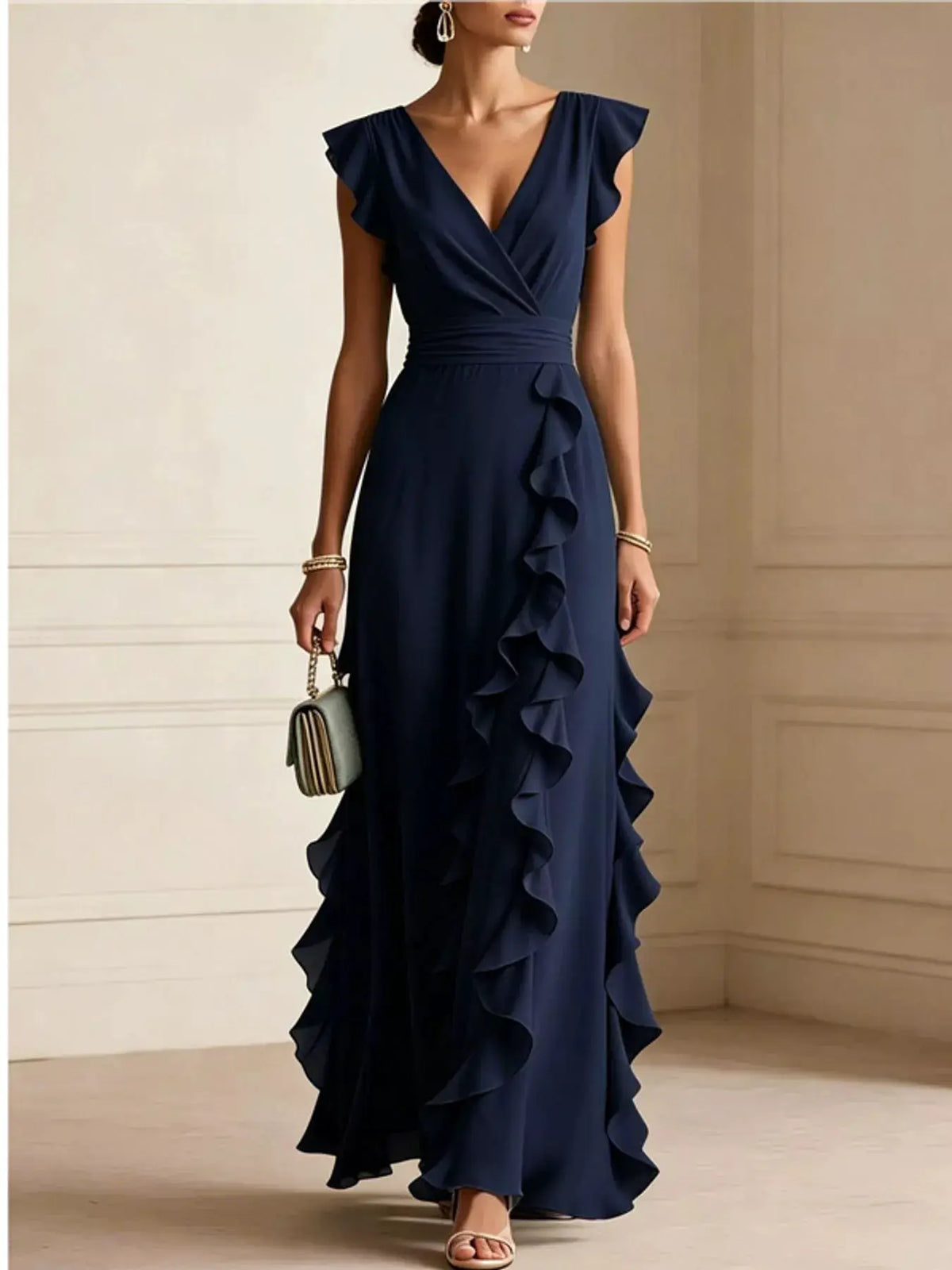 Ruffled Surplice Sleeveless Maxi Dress by Trendsi