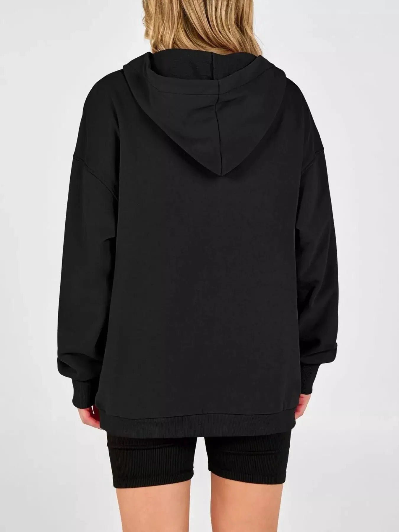 Half Snap Dropped Shoulder Hoodie by Trendsi