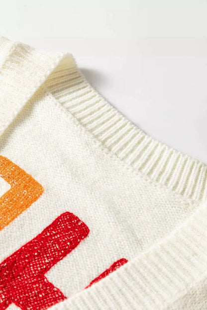'HO HO HO' Button Up Knit Cardigan by Trendsi