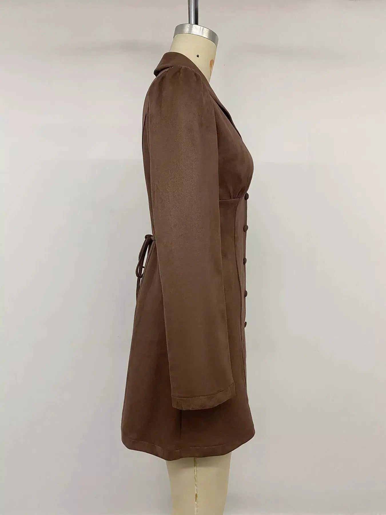 Button-Front Long Sleeve Blazer Dress by Trendsi