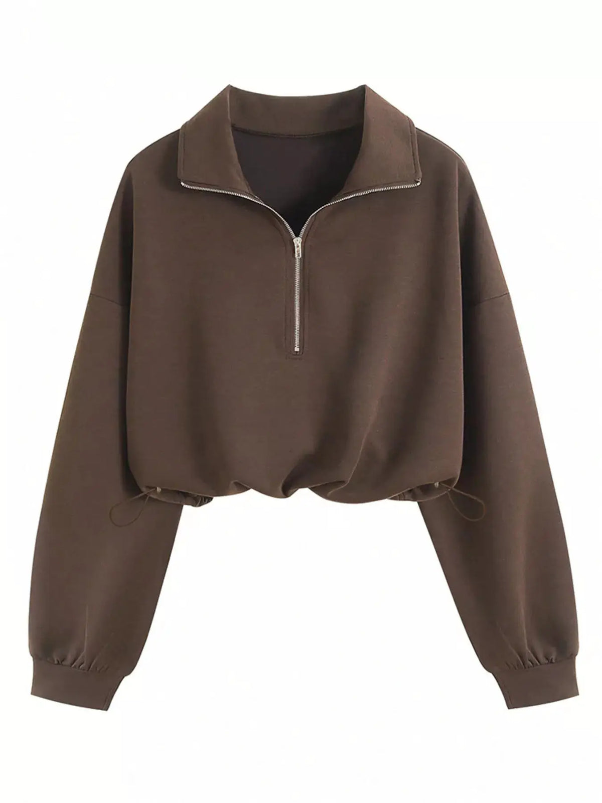Half Zip Drawstring Hem Sweatshirt by Trendsi