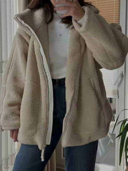 Sherpa Zip-Up Outerwear by Trendsi