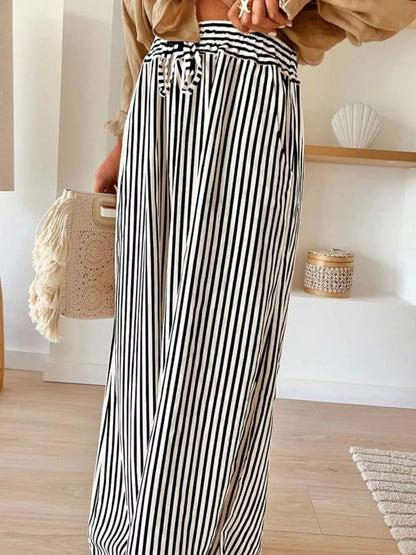 Striped Wide-Leg Pants by Trendsi
