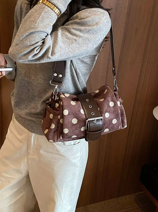 Vintage Polka Dot Shoulder Bag by Trendsi