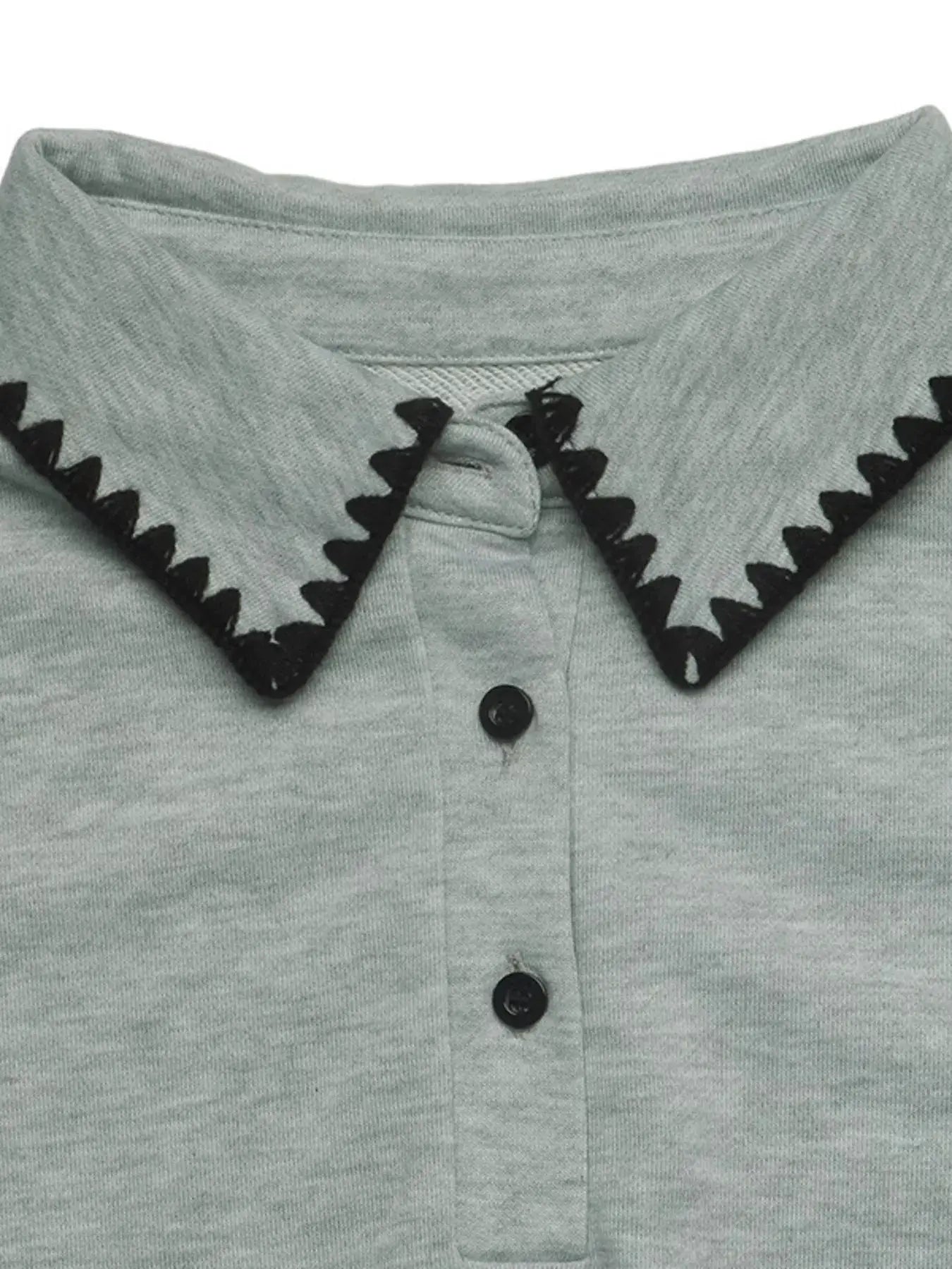 Polo Collar Dropped Shoulder Sweatshirt by Trendsi