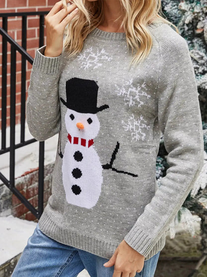 Snowman Graphic Raglan Sleeve Sweater by Trendsi