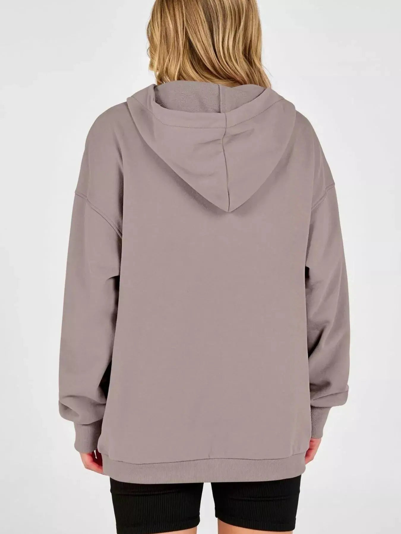 Half Snap Dropped Shoulder Hoodie by Trendsi
