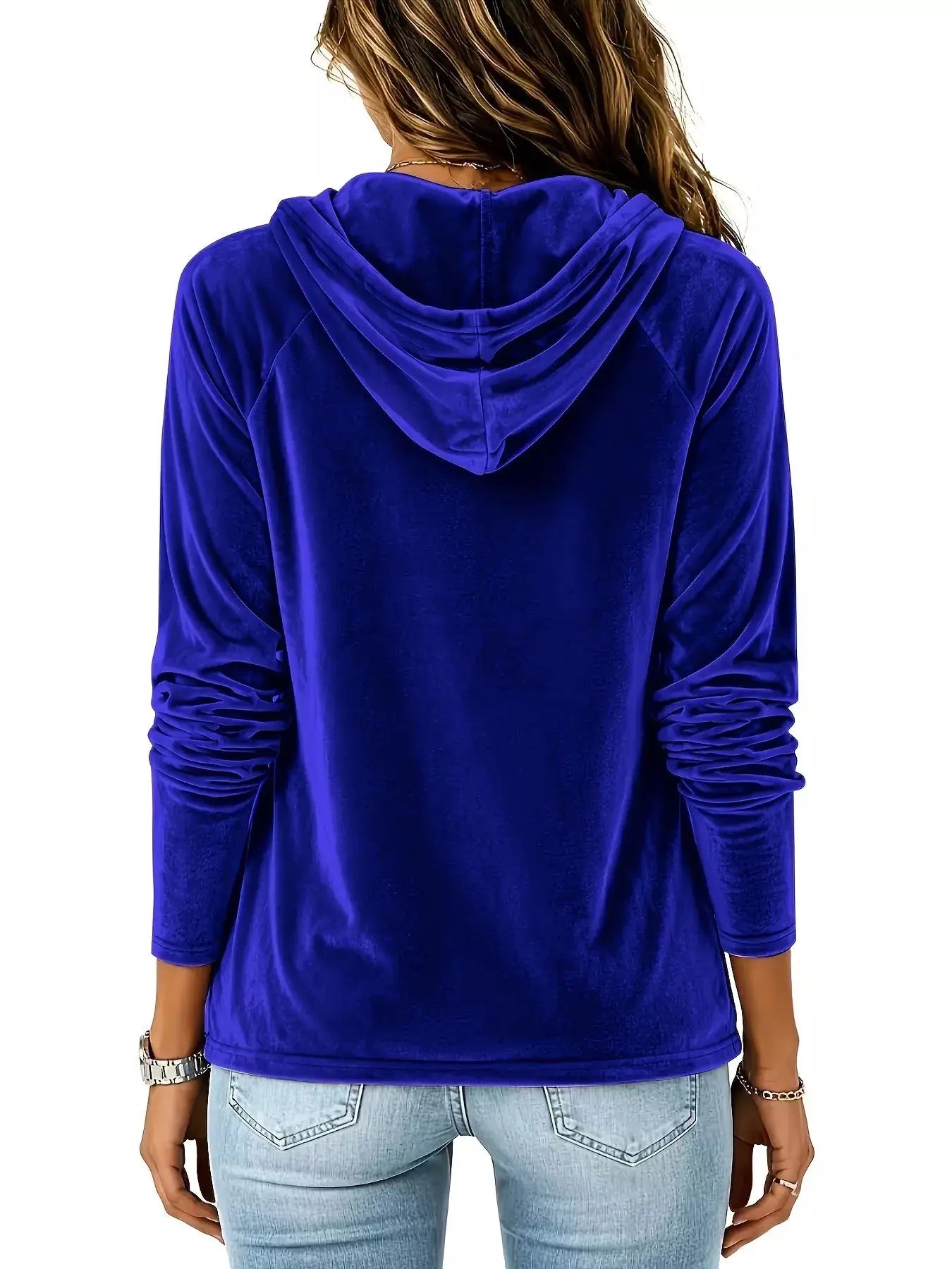 Full Size Velvet Drawstring Long Sleeve Hoodie Plus Size by Trendsi