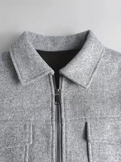 Color Block Zip-Up Jacket by Trendsi