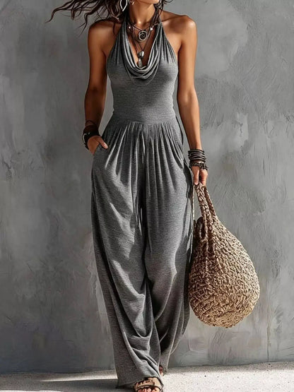 Halter Neck Wide-Leg Jumpsuit by Trendsi