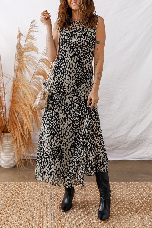 Abstract Dotted Sleeveless Maxi Dress - Bitsy Gypsy Boutique