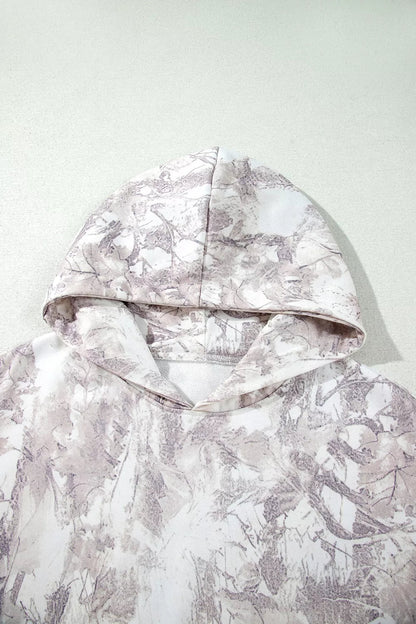Abstract Print Ribbed Cuffs Hem Long Sleeve Hoodie - Bitsy Gypsy Boutique