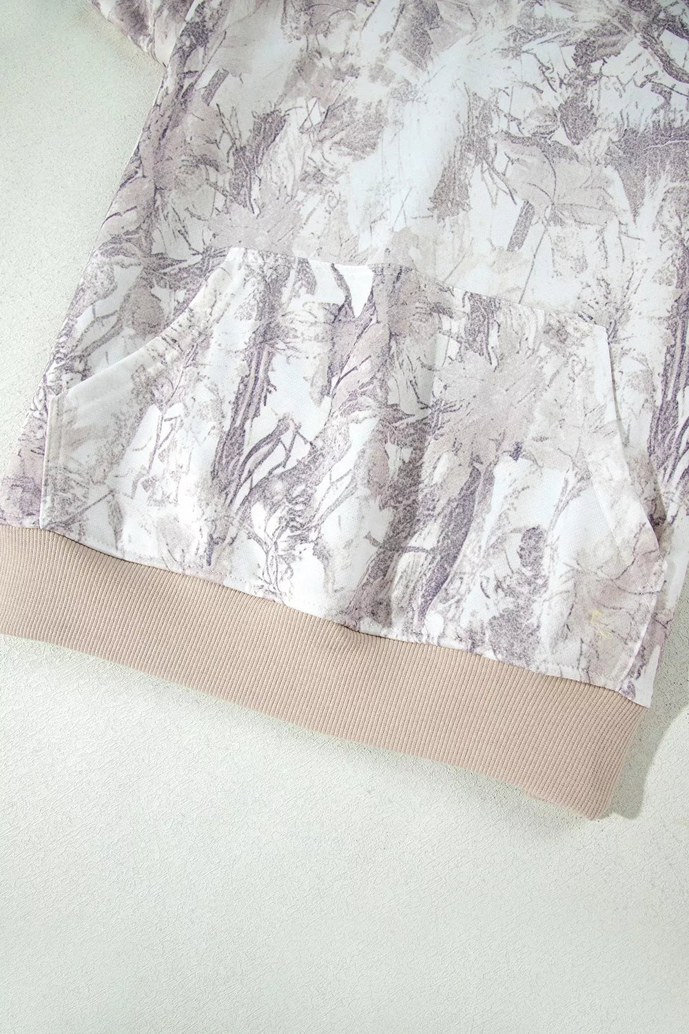 Abstract Print Ribbed Cuffs Hem Long Sleeve Hoodie - Bitsy Gypsy Boutique