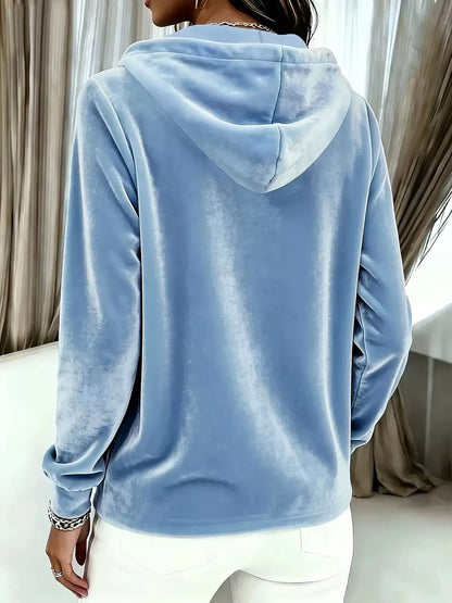 Full Size Drawstring Button Detail Hoodie Plus Size by Trendsi