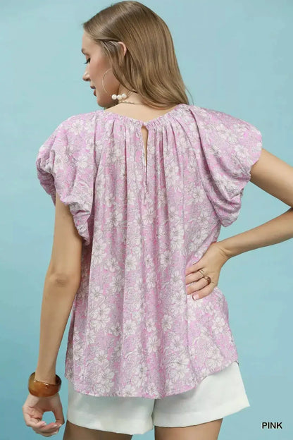 Umgee Umgee Floral Puff Sleeve Blouse by Trendsi