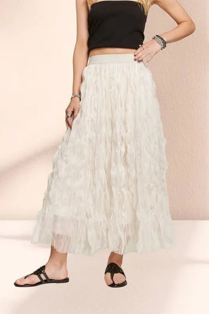 ADORA Elastic Waist Cloud Fluffy Maxi Skirt - Bitsy Gypsy Boutique
