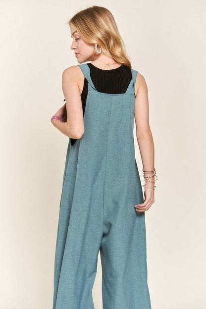 ADORA Knotted Wide Strap Wide Leg Overalls - Bitsy Gypsy Boutique
