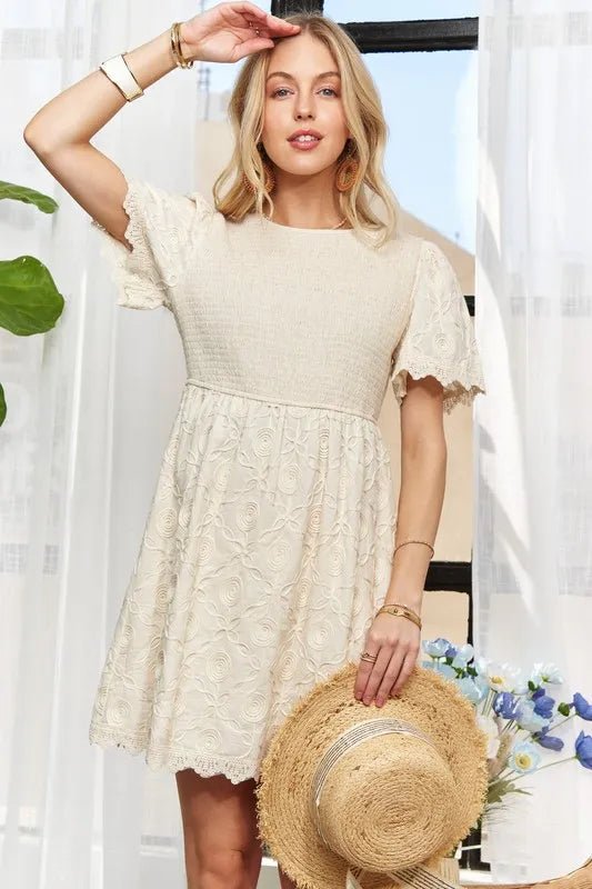 ADORA Rround Neck Crinkle Babydoll Dress - Bitsy Gypsy Boutique