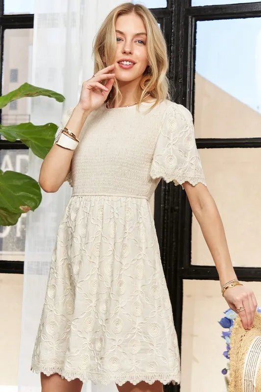 ADORA Rround Neck Crinkle Babydoll Dress - Bitsy Gypsy Boutique