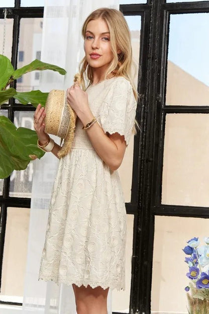 ADORA Rround Neck Crinkle Babydoll Dress - Bitsy Gypsy Boutique