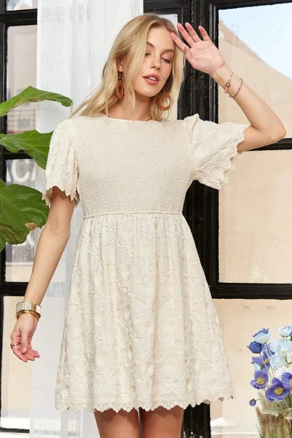 ADORA Rround Neck Crinkle Babydoll Dress - Bitsy Gypsy Boutique