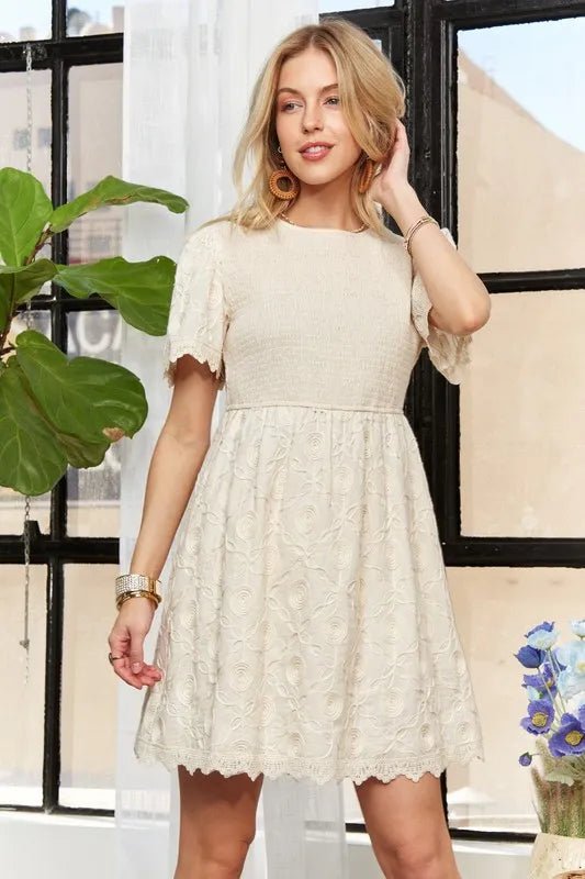 ADORA Rround Neck Crinkle Babydoll Dress - Bitsy Gypsy Boutique