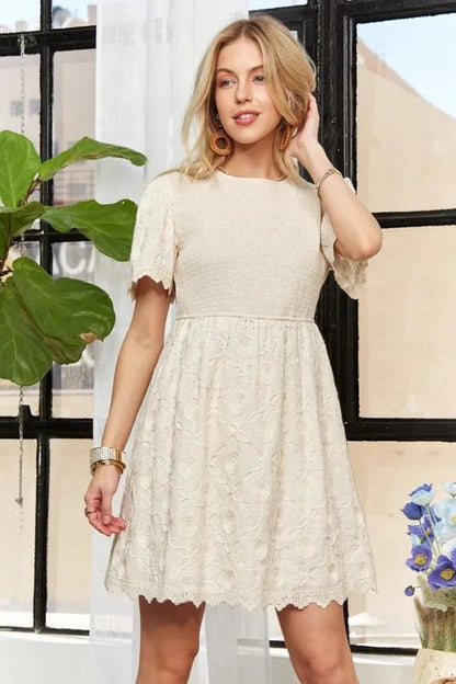 ADORA Rround Neck Crinkle Babydoll Dress - Bitsy Gypsy Boutique