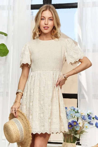 ADORA Rround Neck Crinkle Babydoll Dress - Bitsy Gypsy Boutique