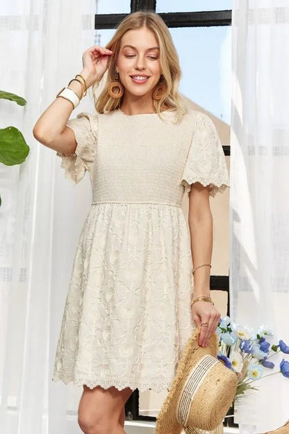 ADORA Rround Neck Crinkle Babydoll Dress - Bitsy Gypsy Boutique