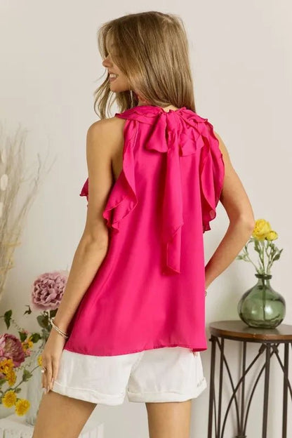 ADORA Ruffled Grecian Neck Top - Bitsy Gypsy Boutique