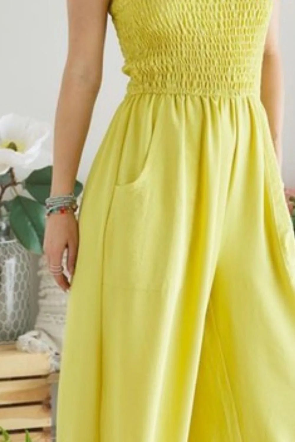 ADORA Smocking Top Wide Leg Jumpsuit - Bitsy Gypsy Boutique