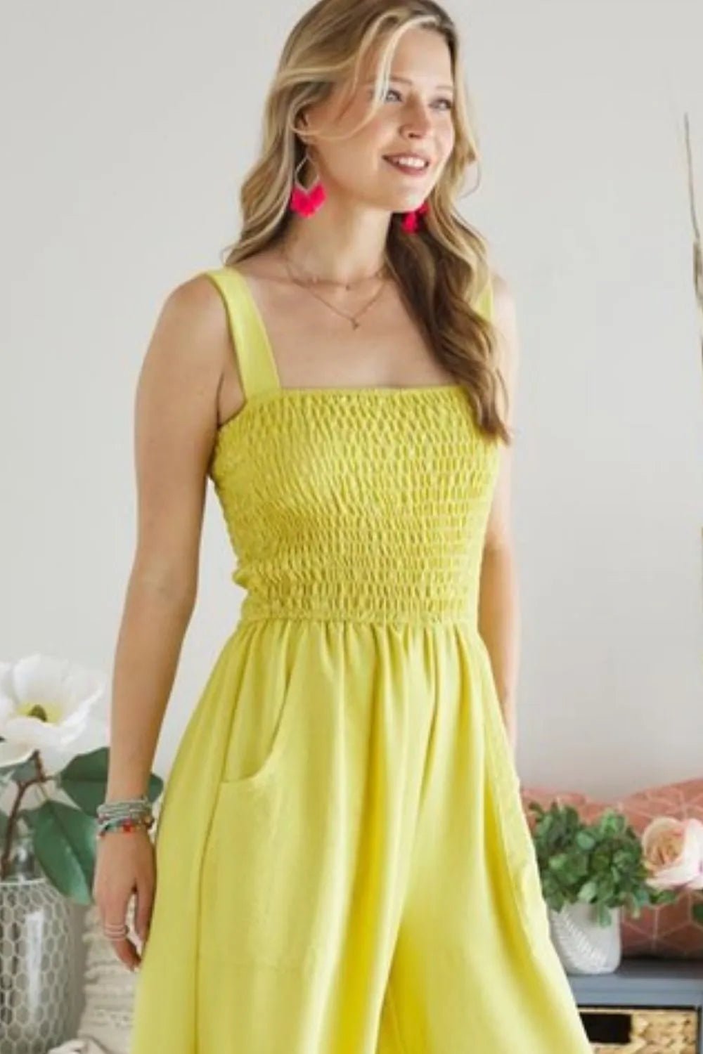 ADORA Smocking Top Wide Leg Jumpsuit - Bitsy Gypsy Boutique