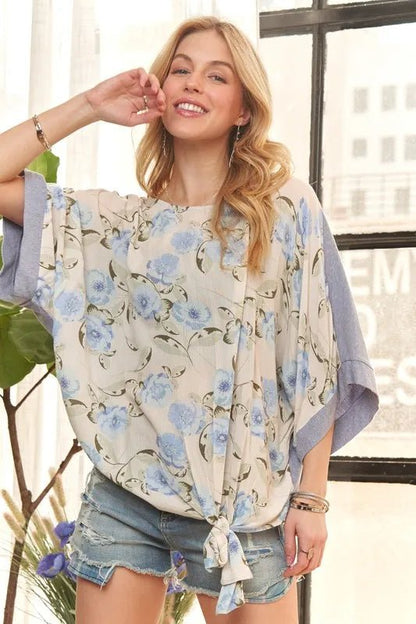 ADORA Tie Floral Tunic Top - Bitsy Gypsy Boutique