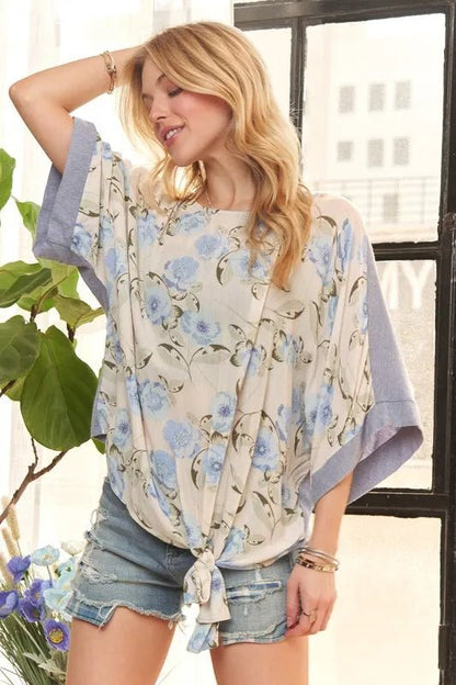 ADORA Tie Floral Tunic Top - Bitsy Gypsy Boutique