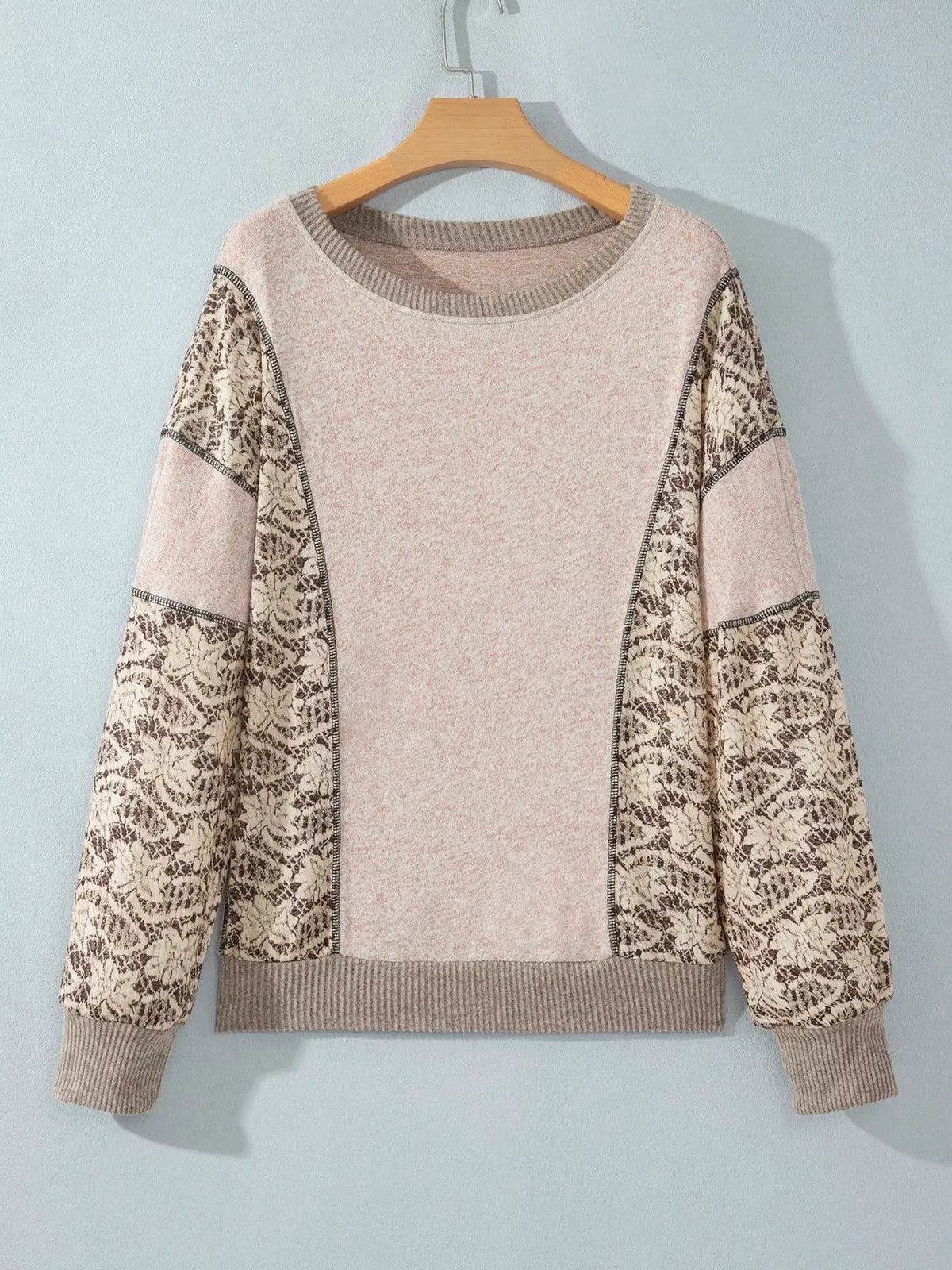 Floral Print Round Neck Long Sleeve Shift Top by Trendsi