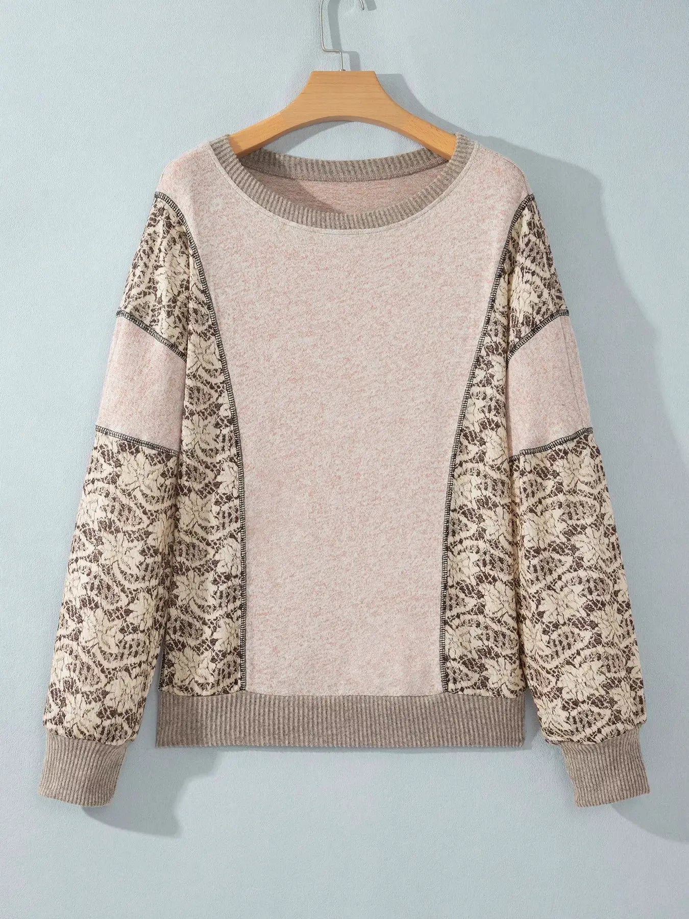 Floral Print Round Neck Long Sleeve Shift Top by Trendsi