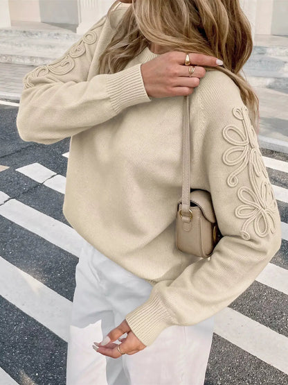 Floral Raglan Sleeve Sweater by Trendsi