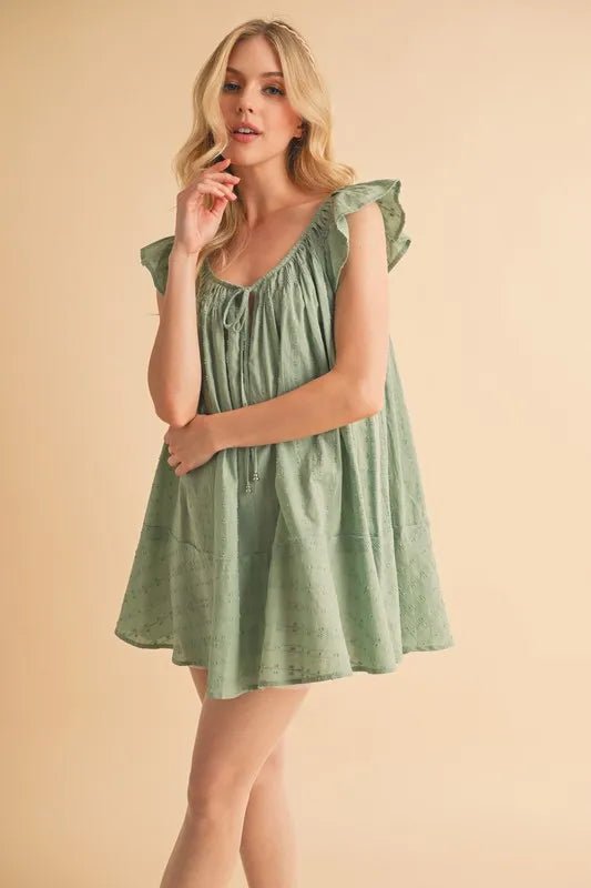 Aemi+Co Ruffled Cap Sleeve Cotton Tunic Mini Dress - Bitsy Gypsy Boutique