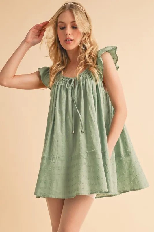 Aemi+Co Ruffled Cap Sleeve Cotton Tunic Mini Dress - Bitsy Gypsy Boutique