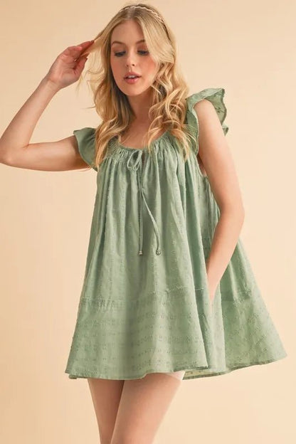 Aemi+Co Ruffled Cap Sleeve Cotton Tunic Mini Dress - Bitsy Gypsy Boutique