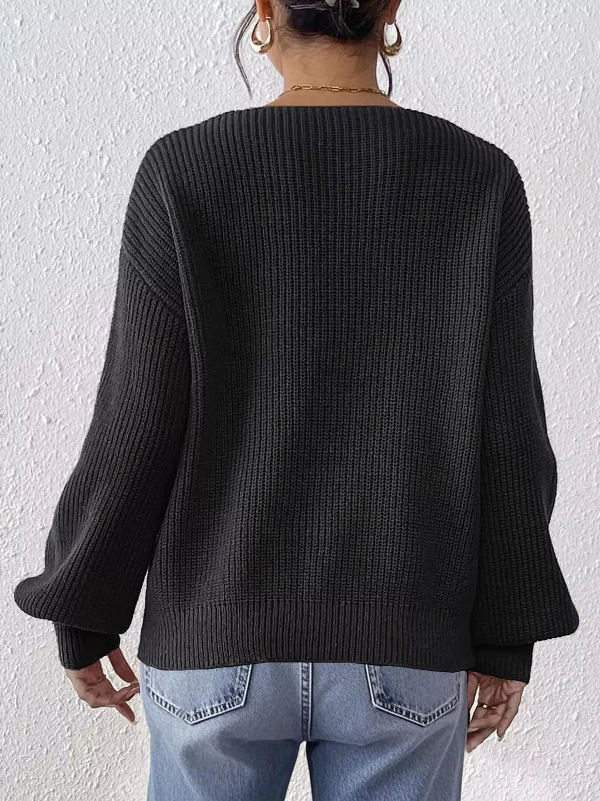 Lace Heart Dropped Shoulder Sweater by Trendsi