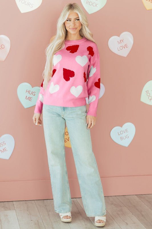 Aliyah Pattern Valentines Day Sweater - Bitsy Gypsy Boutique