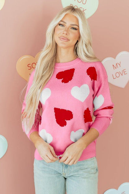 Aliyah Pattern Valentines Day Sweater - Bitsy Gypsy Boutique