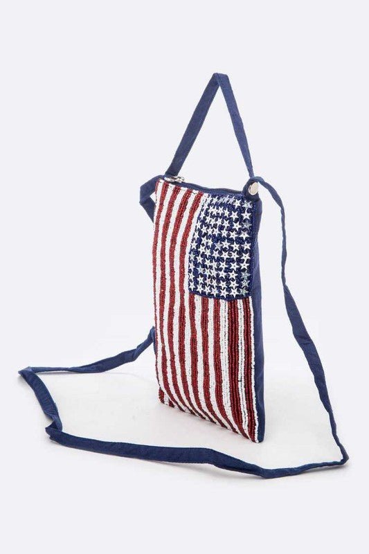 American Flag Beaded Crossbody Swing Bag - Bitsy Gypsy Boutique