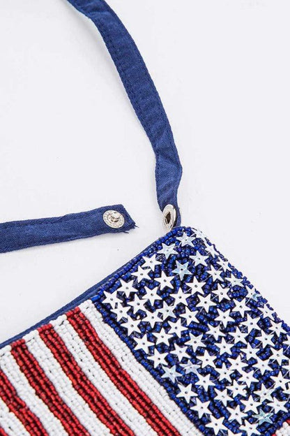 American Flag Beaded Crossbody Swing Bag - Bitsy Gypsy Boutique