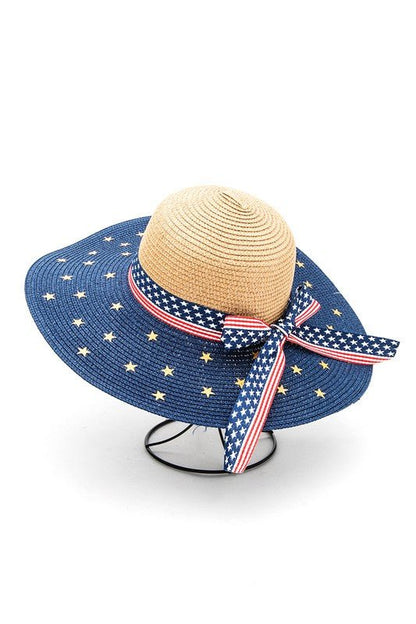 American Flag Printed Straw Floppy Hat - Bitsy Gypsy Boutique